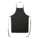 Delantal negro de algodn con cinta para el cuello y lazos largos.