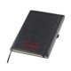 Cuaderno negro con goma elstica y marcapginas.