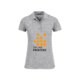 Polo de algodn jaspeado gris de corte femenino con tapeta de botones corta.