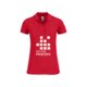 Polo rojo de algodn para mujer con tapeta de botones corta.