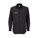 Camisa Oxford negra con mangas largas y tapeta de botones.