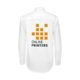 Camisa blanca de mezcla de algodn para hombre con mangas largas y tapeta de botones.