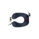 Almohada cervical azul de felpa con cierre ajustable.