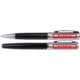Set de escritura negro con bolgrafo y estuche.