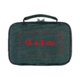 Bolsa verde con cremallera y asa de transporte.