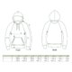 Sudadera unisex de tela con capucha y bolsillo tipo canguro.