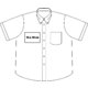 Camisa clara de algodn de manga corta para hombre con tapeta de botones.