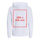 Sudadera blanca de tela con capucha y cordn ajustable, corte unisex.