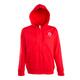 Sudadera con capucha roja de mezcla de algod�n con cremallera completa.
