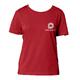 Camiseta roja de mujer hecha de algod�n org�nico con mangas cortas y cuello redondo.
