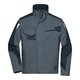 Chaqueta de trabajo gris oscuro de mezcla de polister y algodn con cremallera y mltiples bolsillos.