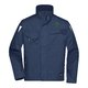 Chaqueta de trabajo azul marino de mezcla de polister y algodn con mltiples bolsillos.