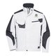 Chaqueta de trabajo unisex de polister y algodn en blanco y gris con bolsillos.