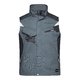Chaleco de trabajo gris oscuro de mezcla de polister y algodn con mltiples bolsillos y cremallera.