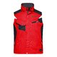 Chaleco de trabajo rojo de mezcla de polister y algodn con mltiples bolsillos.