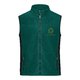 Chaleco polar de polister verde oscuro con cremallera completa y bolsillos laterales.