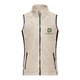 Chaleco polar beige de mujer con cremallera completa y bolsillos laterales.