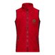 Chaleco polar rojo de polister para mujer con cremallera completa.