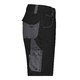 Pantalones cortos de trabajo negros y grises de polister y algodn con mltiples bolsillos.