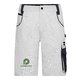 Pantalones cortos de trabajo blancos y grises de mezcla de polister y algodn con mltiples bolsillos.