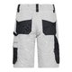Pantalones cortos de trabajo blancos y grises de mezcla de polister y algodn con mltiples bolsillos.