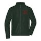 Chaqueta de forro polar verde para hombre con cremallera completa y bolsillos laterales.