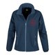 Chaqueta softshell azul de hombre con cremallera completa y bolsillos laterales.