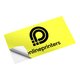 Adhesivo amarillo con forma personalizada, autoadhesivo.