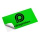Adhesivo cuadrado de material flexible con forma personalizada.
