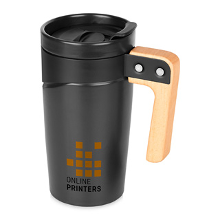 Taza de cermica con asa de madera 