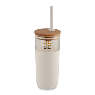 Vaso de vidrio con tapa de bamb 