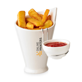 Recipiente para patatas fritas y salsera 