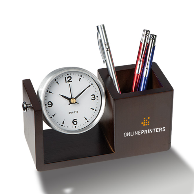 Reloj de mesa en aluminio con portalpices Plano