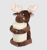Alce de peluche con manta polar