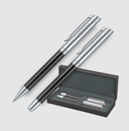 Set de bolígrafo y estilográfica con estuche senator® Carbon Line