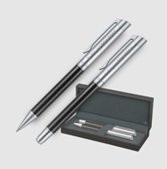 Set de bolgrafo y estilogrfica con estuche senator Carbon Line