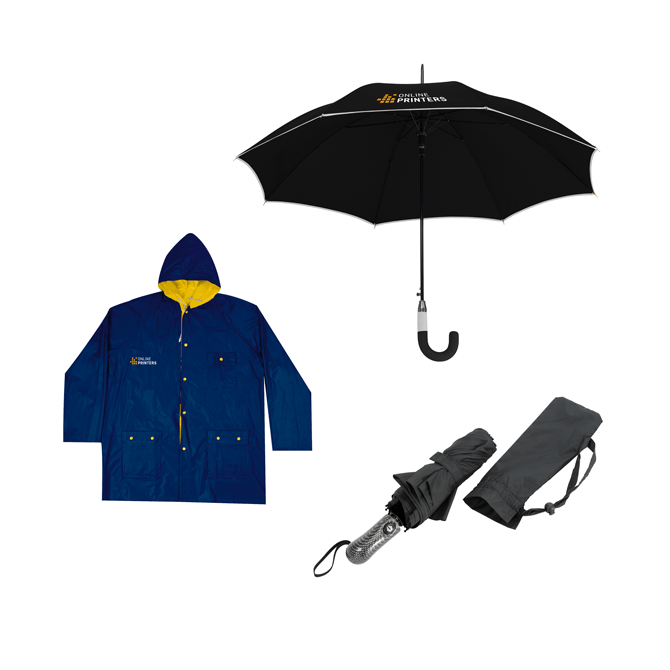 Paraguas y chaquetas impermeables