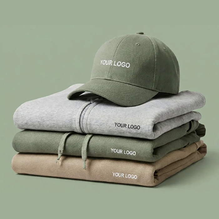 Imagen Sudaderas con capucha apiladas con logo y una gorra encima