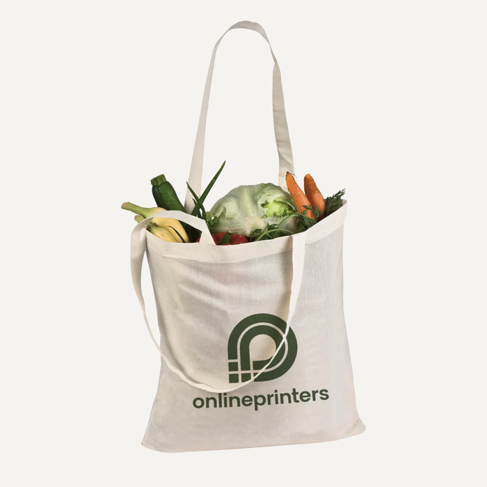 Imagen Bolsa de algod�n natural con logo verde, llena de verduras