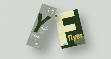 Imagen Dos flyers con diseño en tonos verdes, con las letras grandes «Y» y «F» y la palabra «flyer».