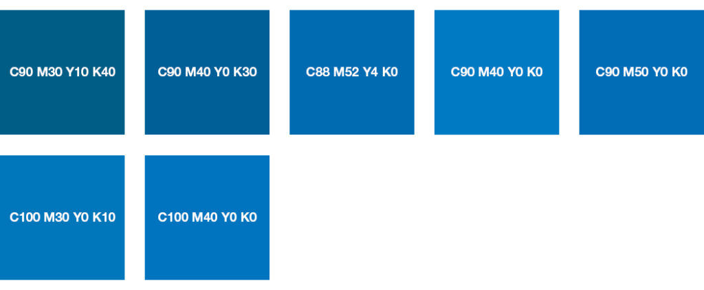 Colores CMYK: azul azur y azul celeste