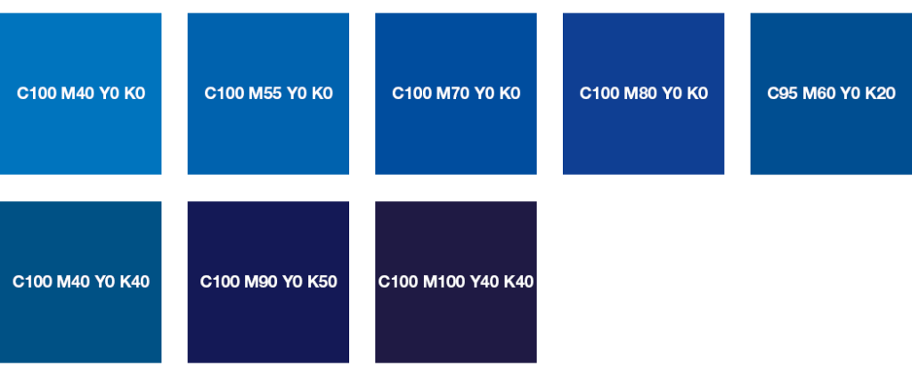 Colores CMYK: azul puro y azul noche