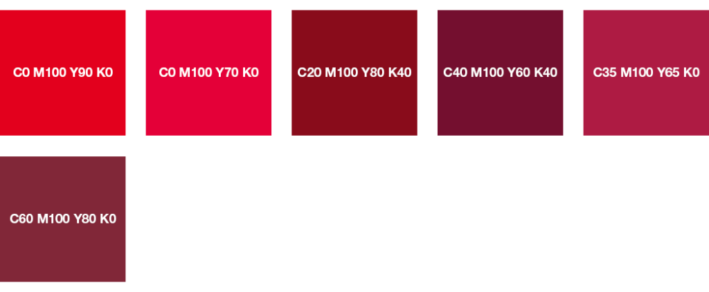 Colores CMYK: rojo puro y rojo vino